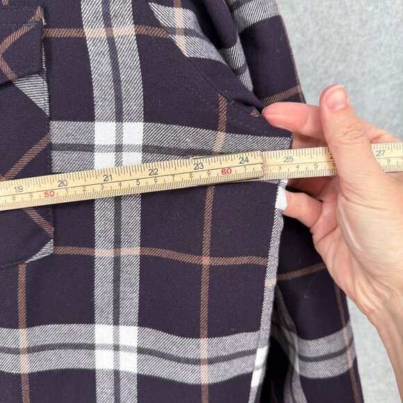 Wrangler Mens Quilted Lined Flannel Shirt Jacket Size L Purple Plaid Pearl Snap - Picture 14 of 14